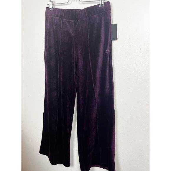 NWT Joe's Sz Medium Purple Aubergine Velvet Velour Wide Flare Pants Sweatpants - Picture 2 of 9